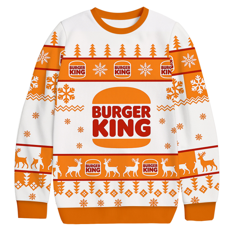 Burger King Lover Christmas Ugly Sweatshirt Festive Xmas Winter Sweater Gift Ideas