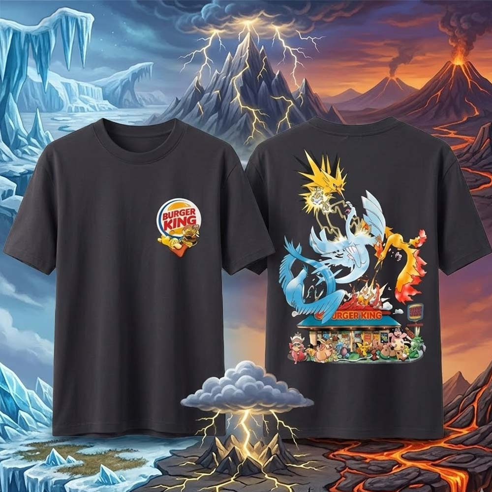 Burger King Pokemon Legendary Birds T-Shirt Pokemon Clothes Gift For Boyfriend