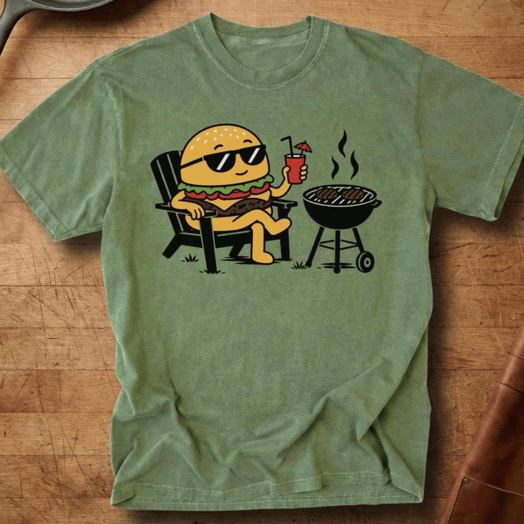 Burger Relaxing At BBQ T-Shirt Summer Grilling Fun Tee Gift For Coastal Lover