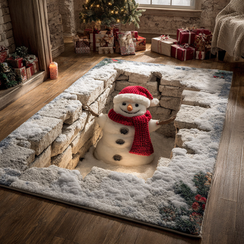 Buried Snowman Area Rug Christmas Kitchen Decor Presents For Grandmas Birthday