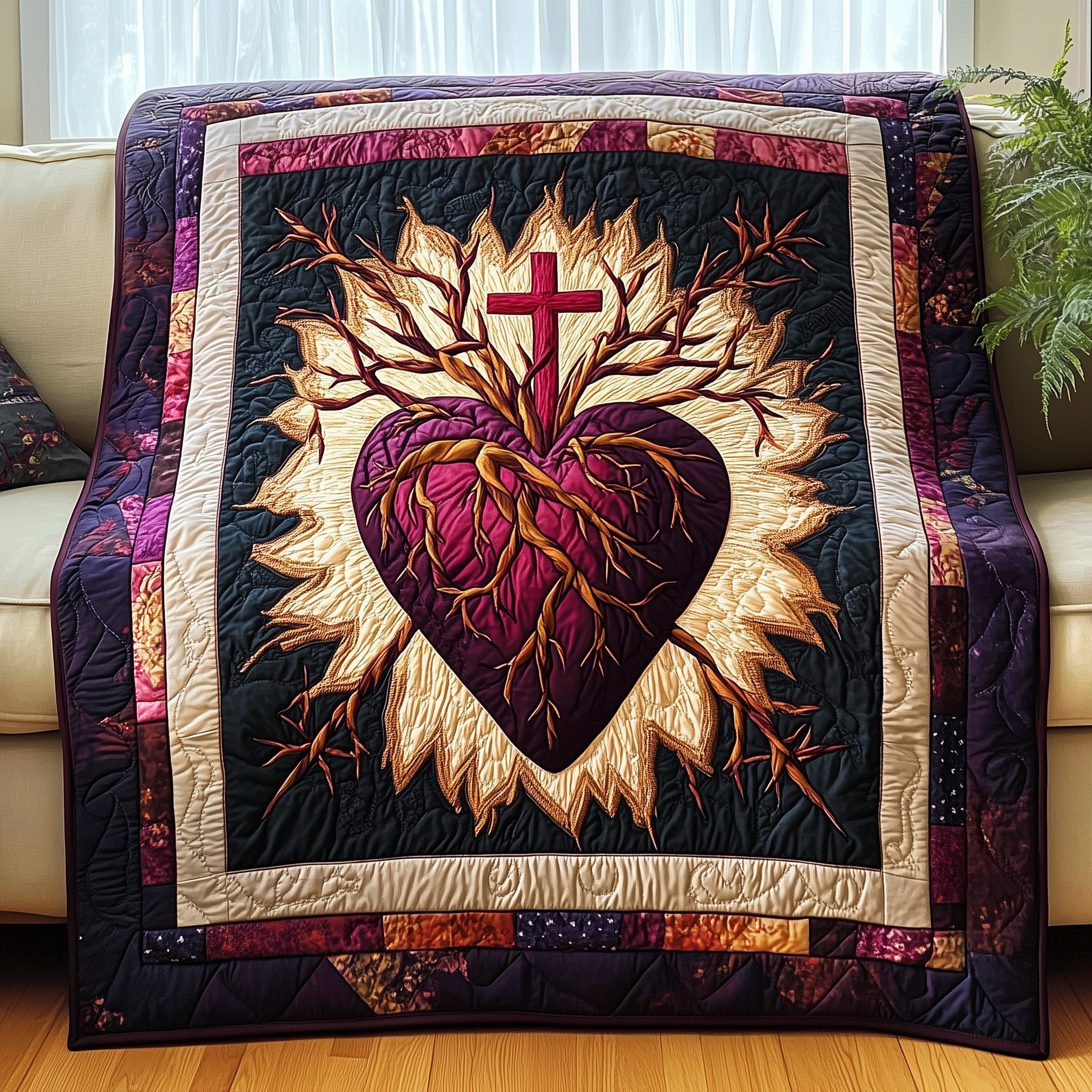 Burning with Mercy Quilted Blanket Sofa Throw BlanketBest Christmas Gifts For Women