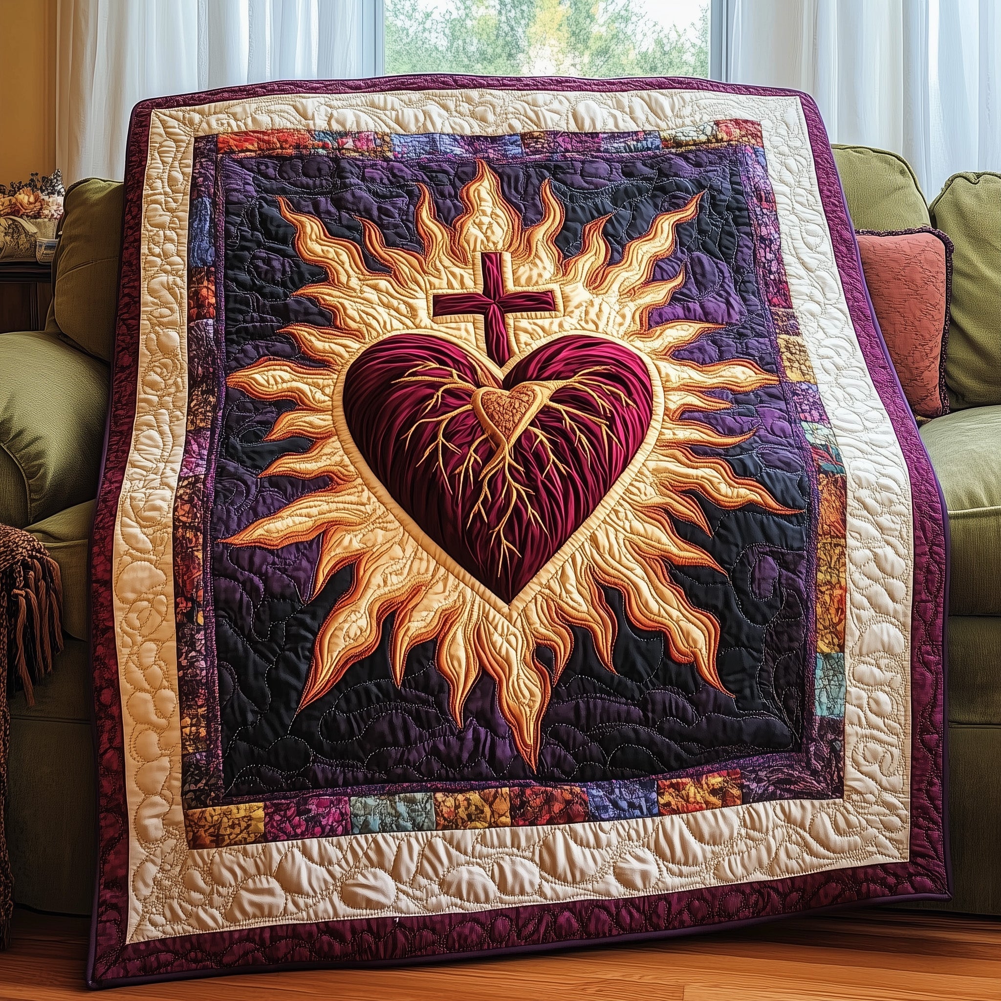 Burning with Mercy Quilted Blanket Sofa Throw BlanketMother In Law Christmas Gift