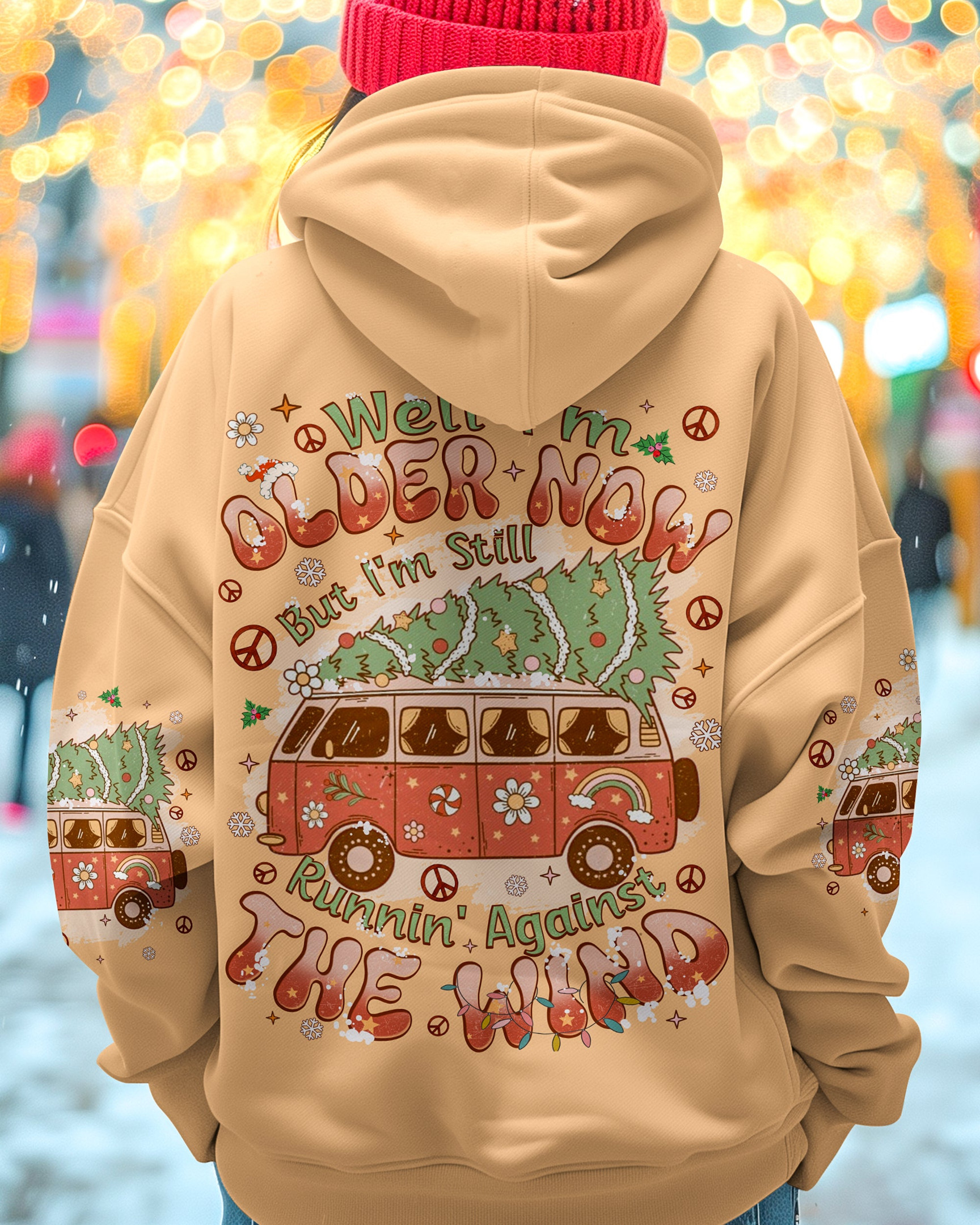 Bus Running Against The Wind Christmas Hoodie Cozy Xmas Clothing Gifts For Bus Driver