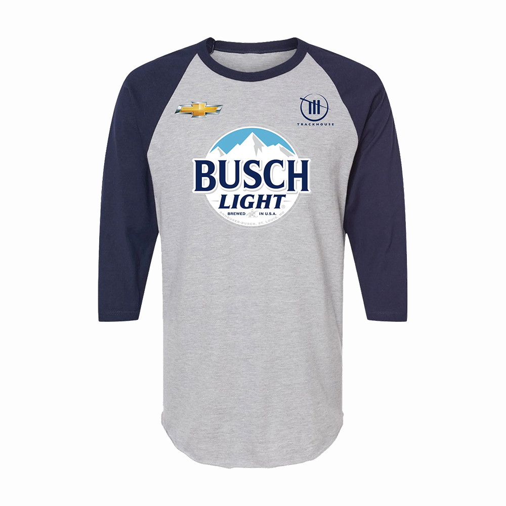 Busch Light Trackhouse Racing Raglan Long Sleeve Shirt Trackhouse Racing Apparel Present For Him