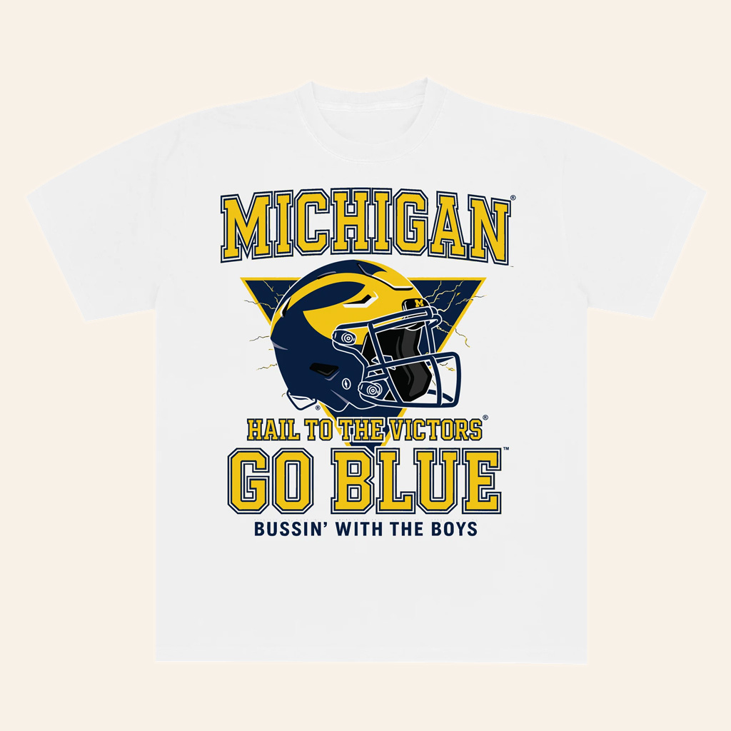 Bussin With The Boys Merch Bussin x Michigan Helmet T-Shirt Gift Ideas For Fans