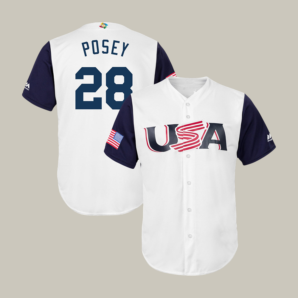 Buster Posey USA World Baseball Classic 28 Jersey Team USA Baseball Clothing Gift For Huge Fans