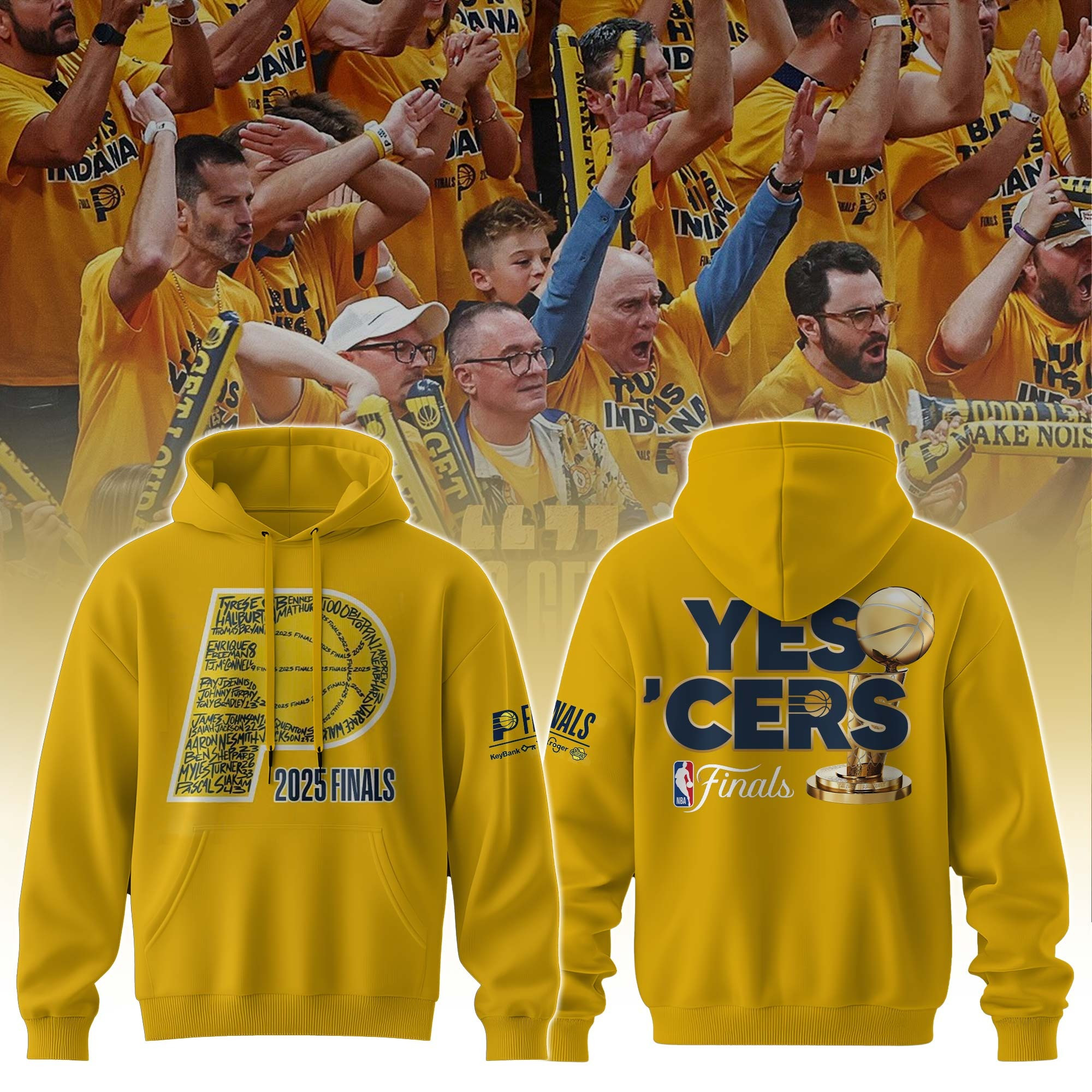 But This Is Indiana Pacers Yes 'Cers Hoodie Yellow Gold Final NBA 2025 Basketball Apparel