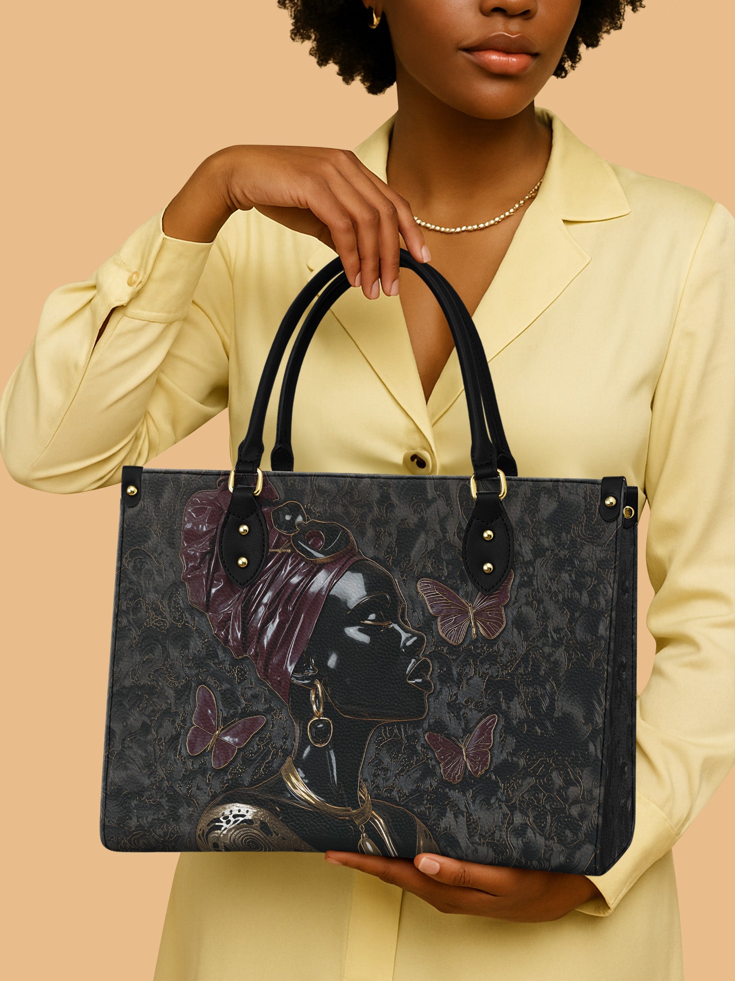 Butterfly And Black Women Leather Handbag Best African American Gift Ideas For Wife