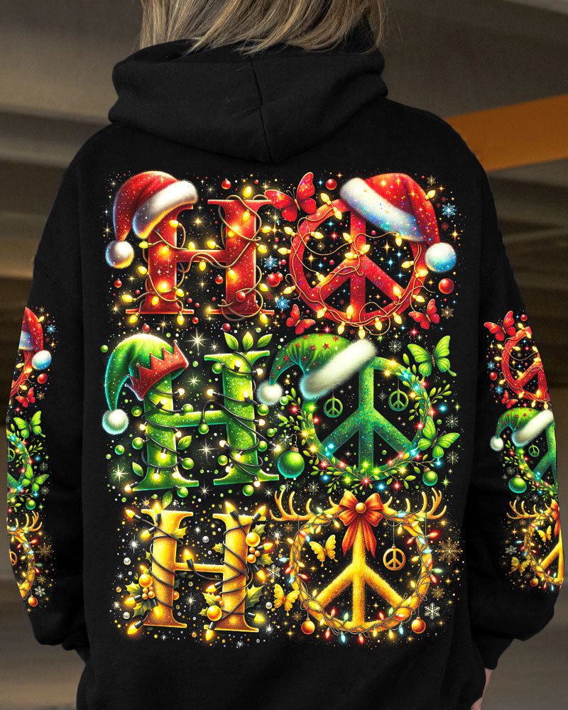 Butterfly And Peace Symbol Ho Ho Ho Hoodie Cute Clothes Hippie Gift For Christmas
