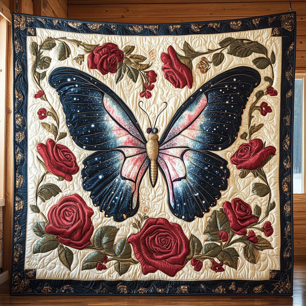 Butterfly And Roses Quilt Comfortable Microfiber Quilt Blanket for Everyday Use