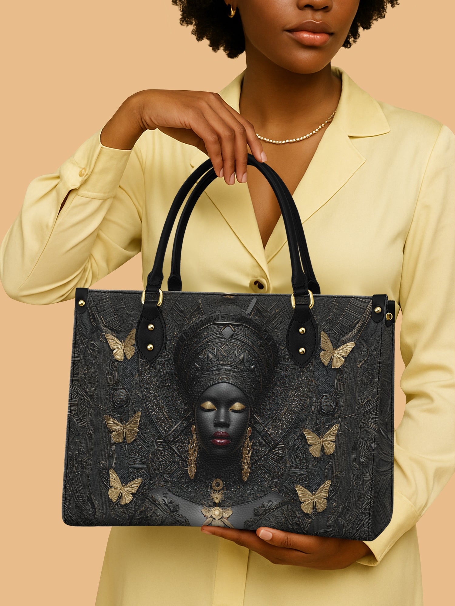 Butterfly Black Women Headwrap Leather Handbag Black Women Empowerment Melanin Gifts For Her