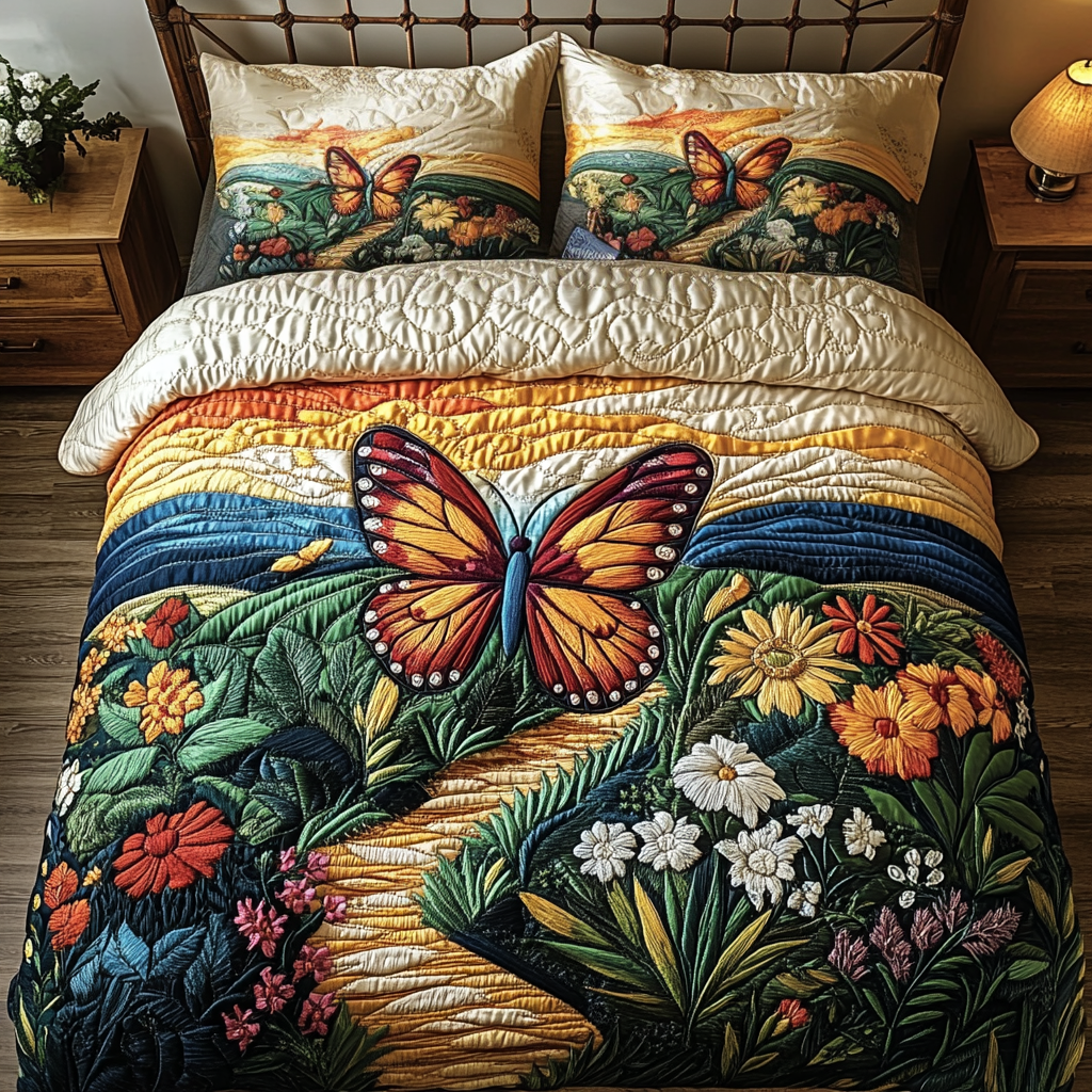 Butterfly Bliss Quilted Bedding Set Holiday Duvet Covers Butterfly Christmas Gifts