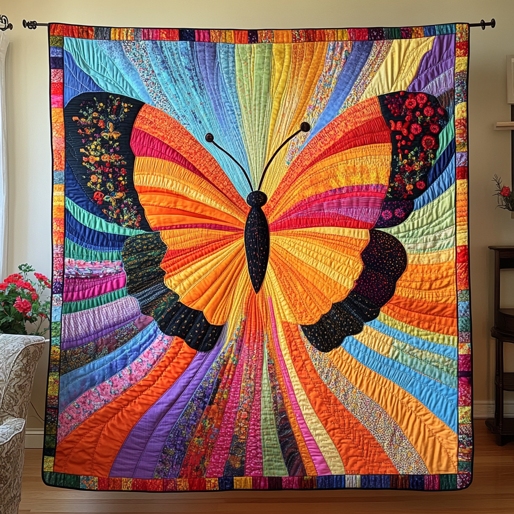 Butterfly Bliss Quilted Blanket Bedroom Xmas Decor Novelty Butterfly Presents