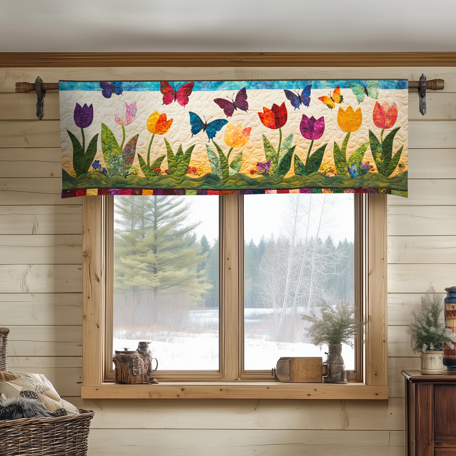 Butterfly Bliss Quilted Valance Kitchen Curtains And Valances Special Birthday Gifts For Dad