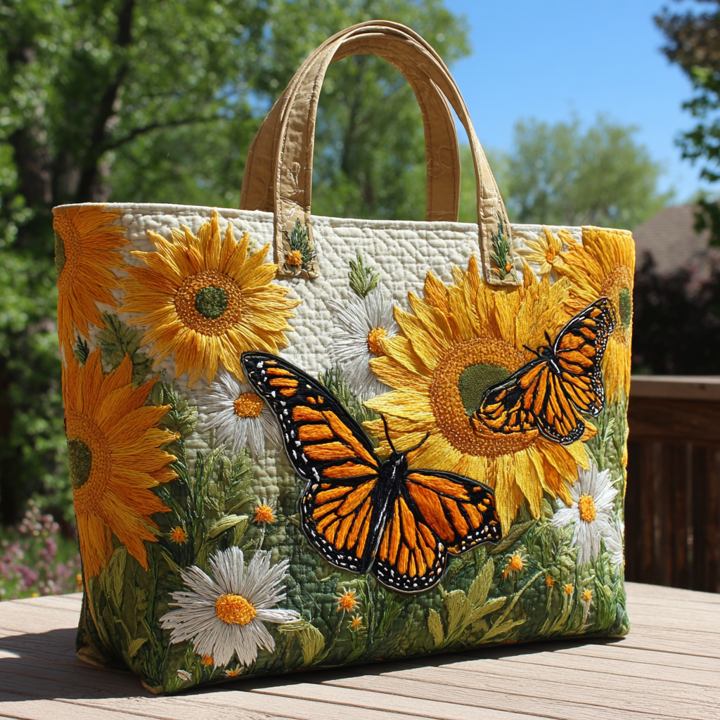 Butterfly Bloom Quilted Tote Bag Presents For Flower Lovers
