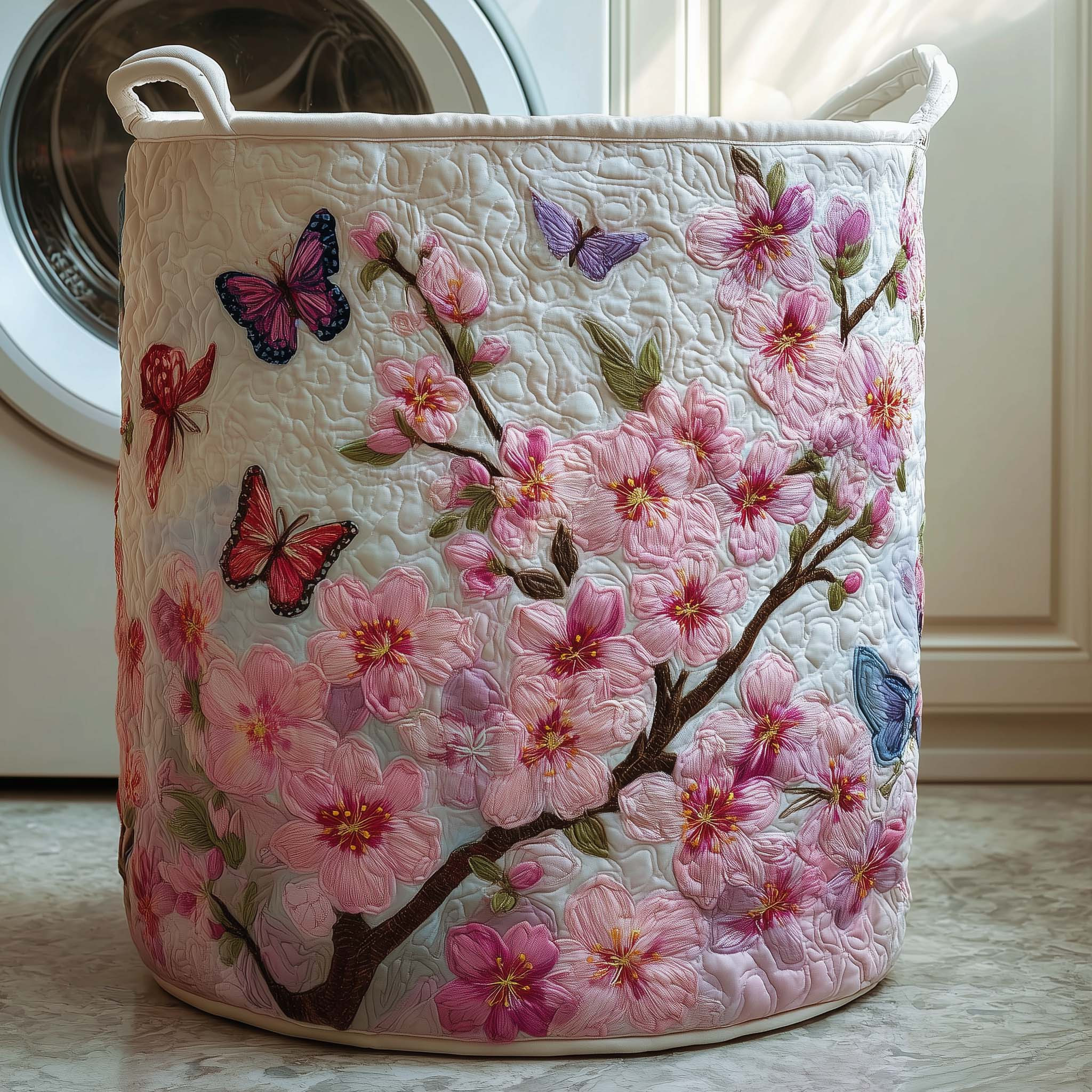 Butterfly Blossom Flight Quilted Laundry Basket Nature Home Decor Butterfly Lover Gifts