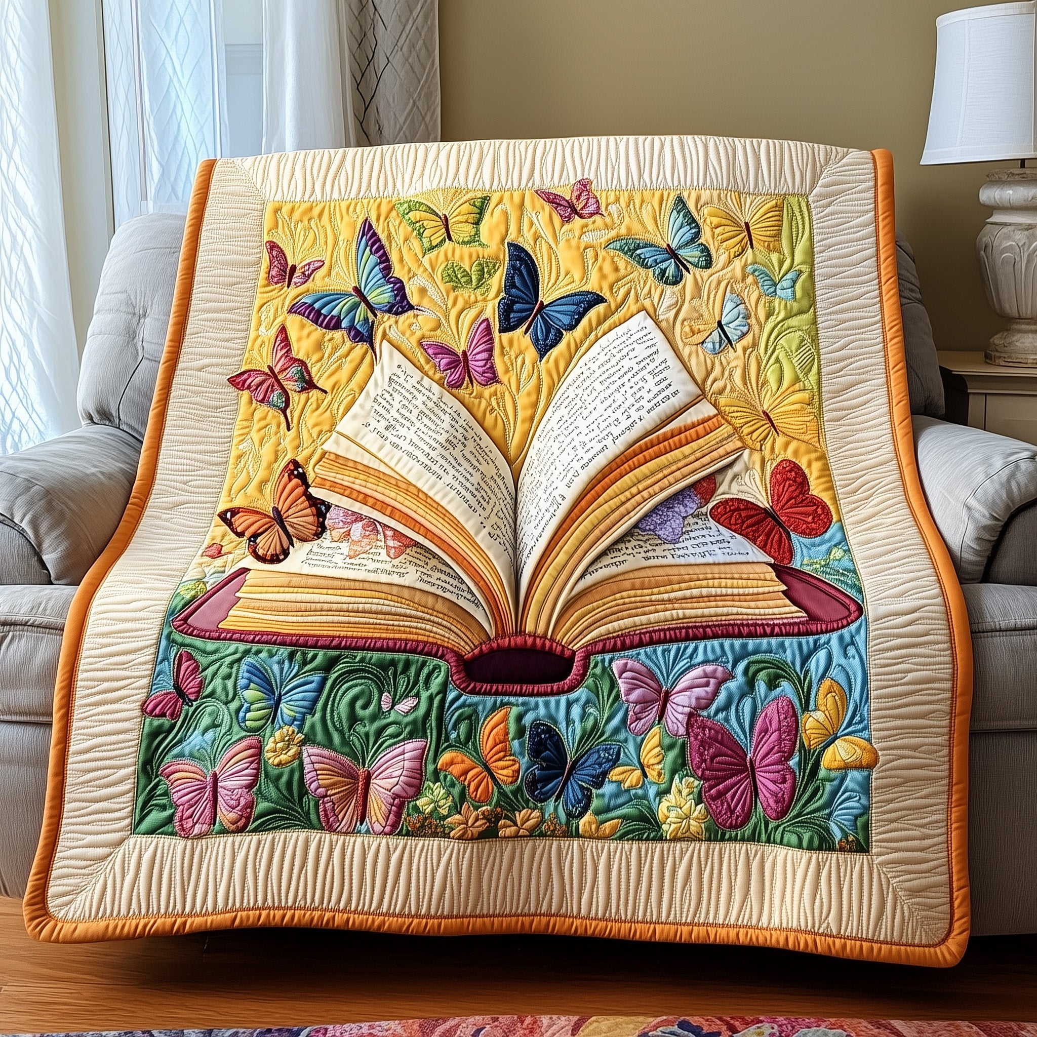 Butterfly Book Haven Quilted Blanket Cute Bed BlanketButterfly Gift Ideas Birthday
