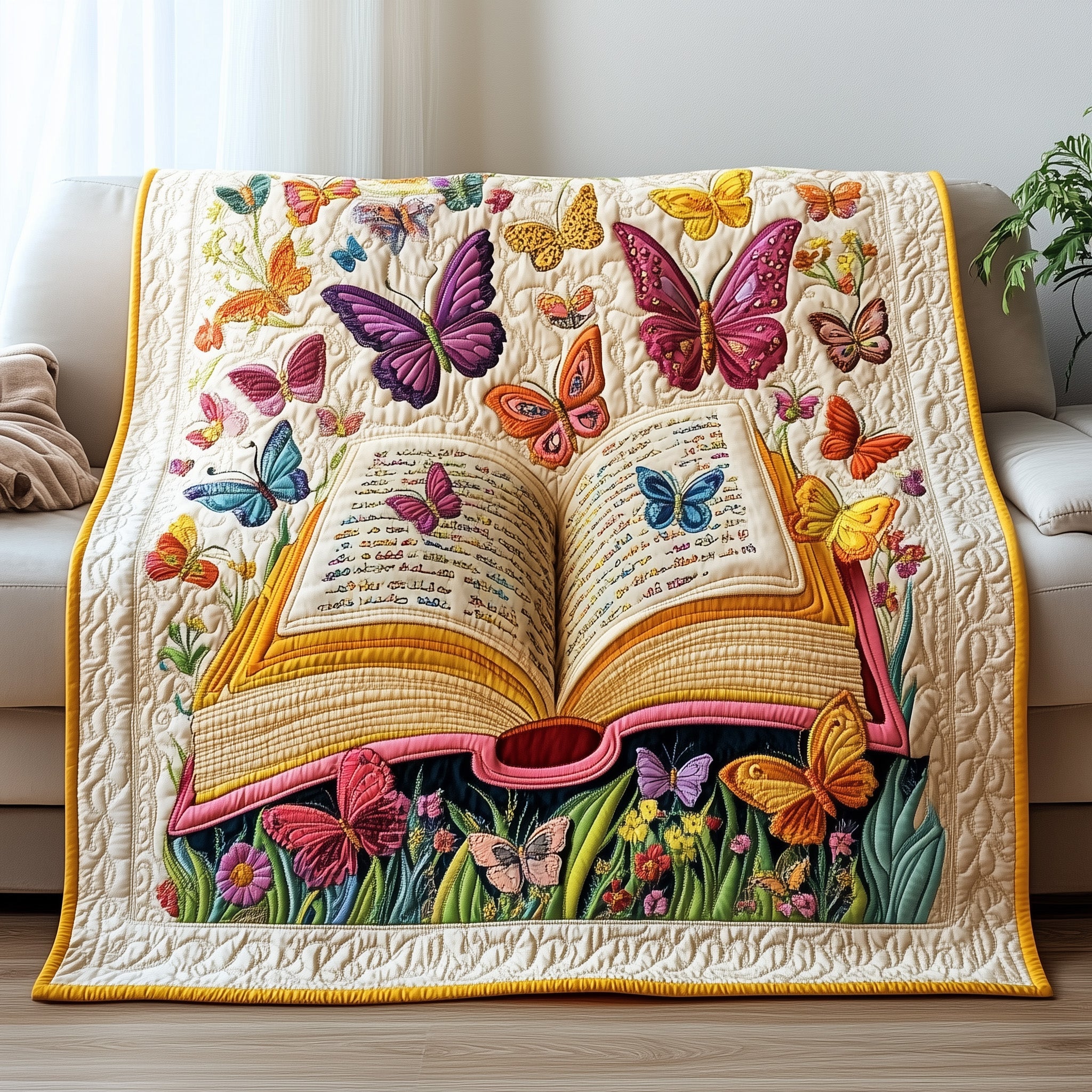 Butterfly Book Haven Quilted Blanket Cute Bed BlanketCute Butterfly Gifts Book Nerds