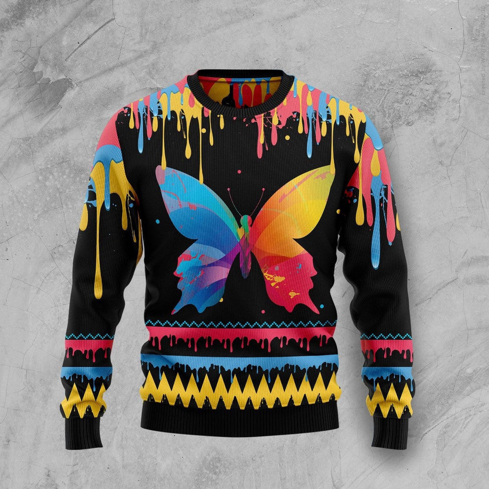 Butterfly Colorful Beauty Ugly Christmas Sweater Gift For Christmas