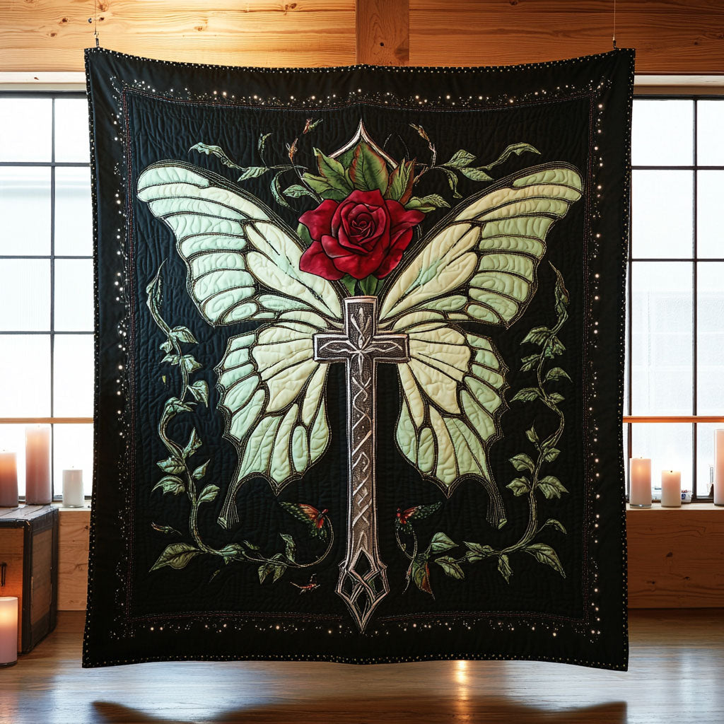 Butterfly Cross Dream Quilt Blanket Christian Christmas Throws Unique Christian Gifts For Him