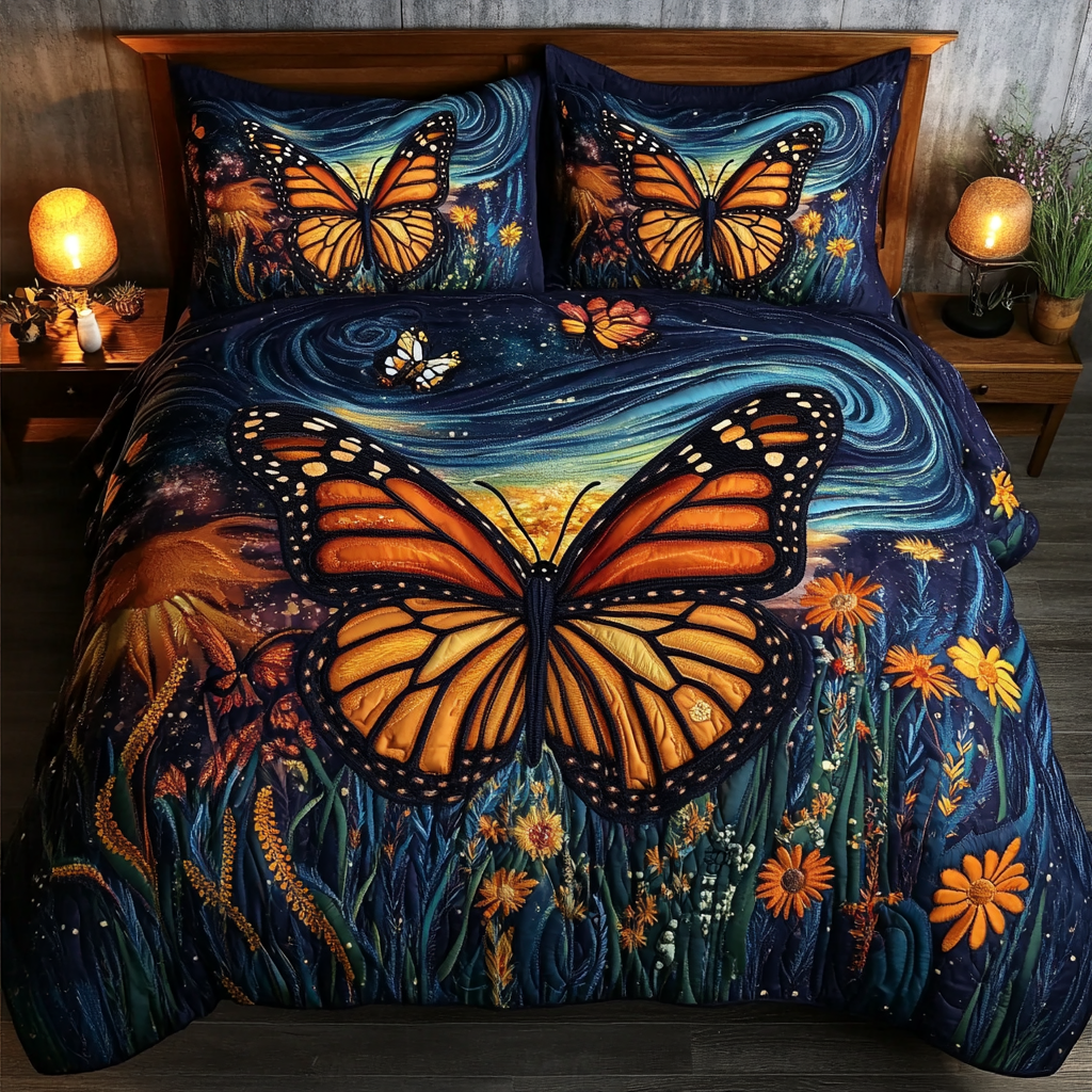 Butterfly Dreams Quilted Bedding Set Aesthetic Room Decor Butterfly Gifts For Grandma