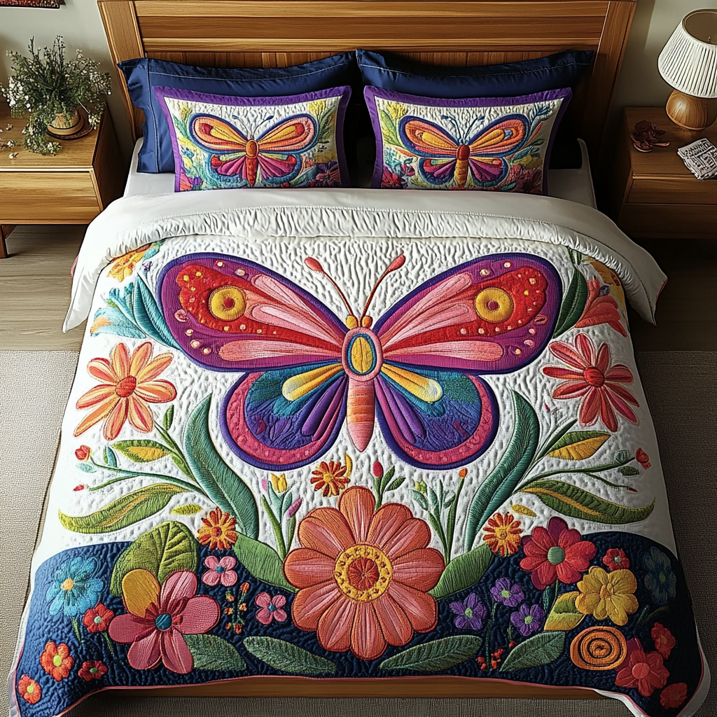 Butterfly Dreams Quilted Bedding Set Bed Decorations Great Butterfly Lover Gifts