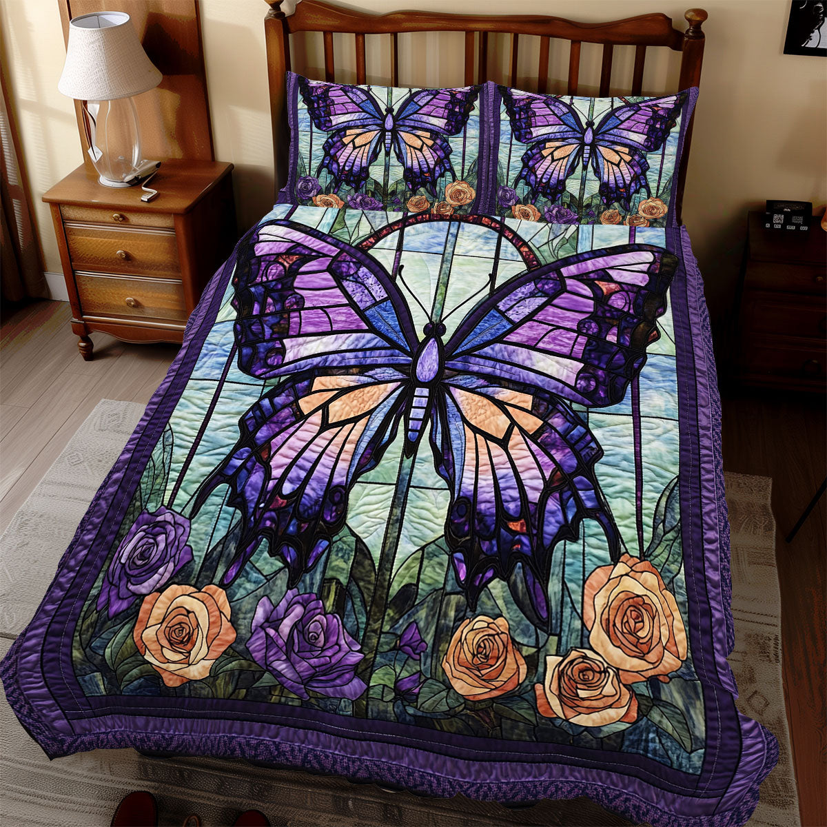 Butterfly Flower Duvet Cover Set Full Size Bed Set Wedding Anniversary Gifts