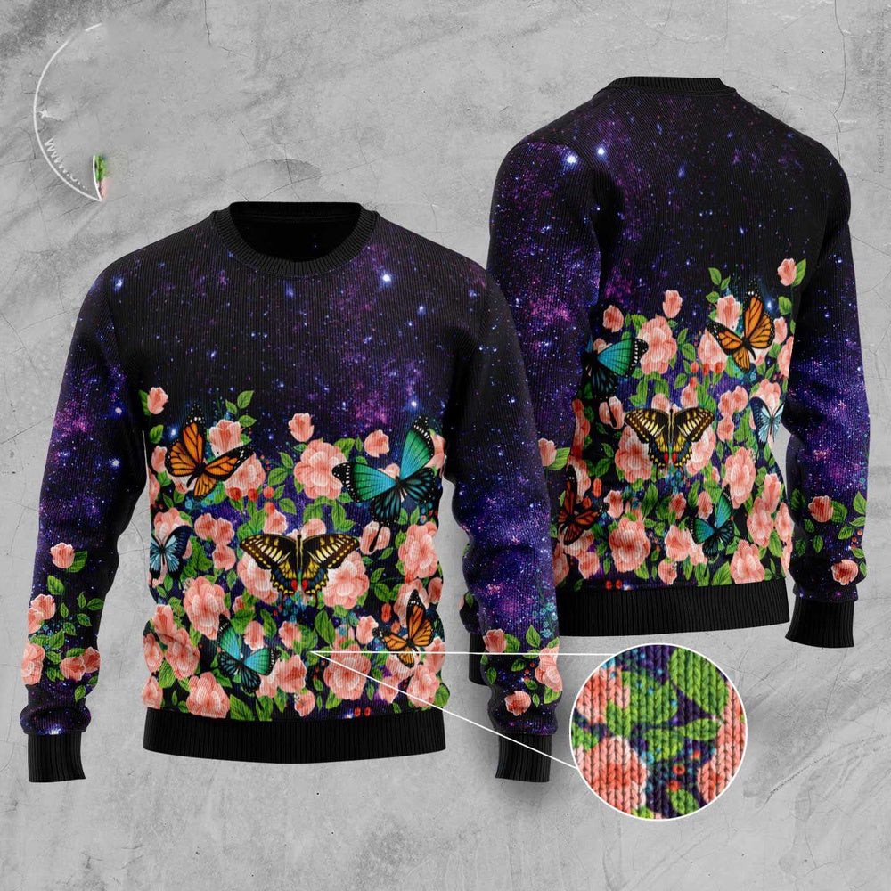 Butterfly Flowers Ugly Christmas Sweater Funny Ugly Christmas Sweater Xmas Gifts