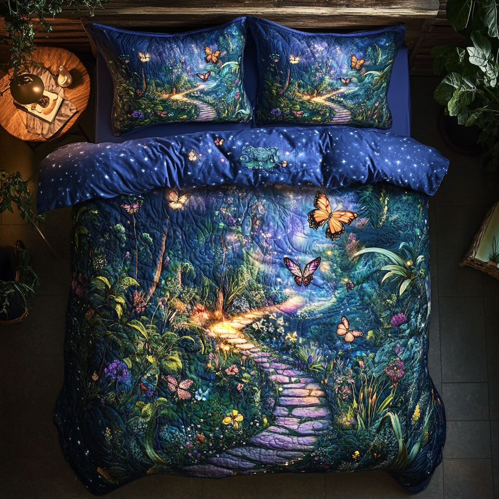 Butterfly Foliage Quilted Bedding Set Duvet Cover Bedspread Gifts For Sister