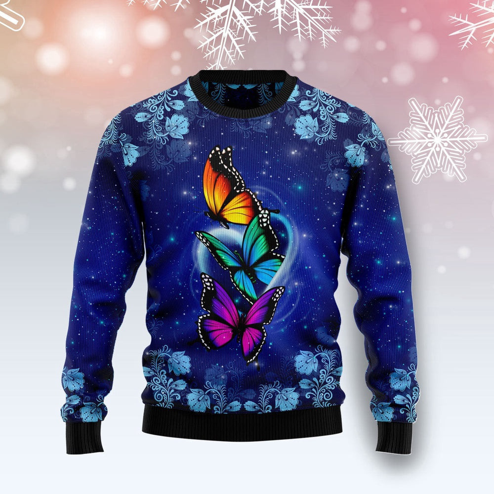 Butterfly Galaxy Ugly Christmas Sweater Gift For Christmas