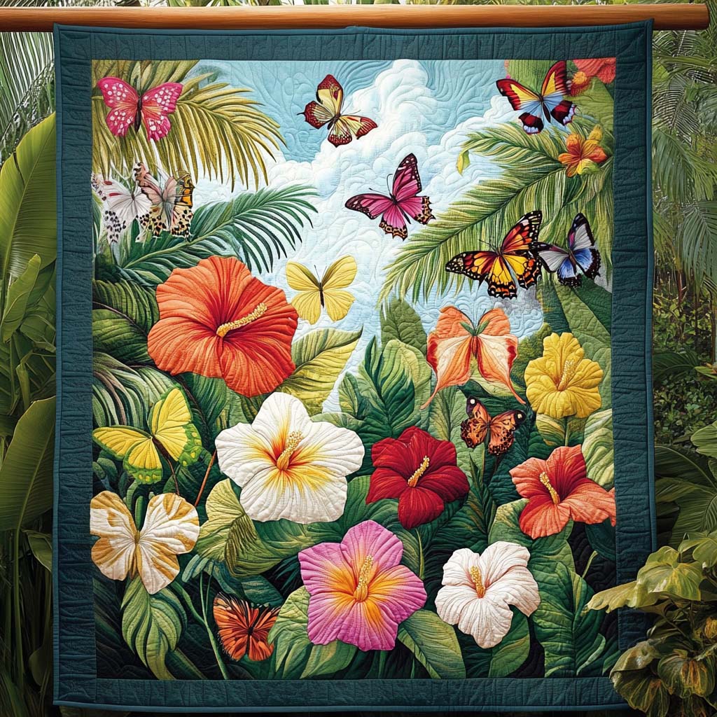 Butterfly Garden Bliss Quilted Blanket Christmas Gift Blanket