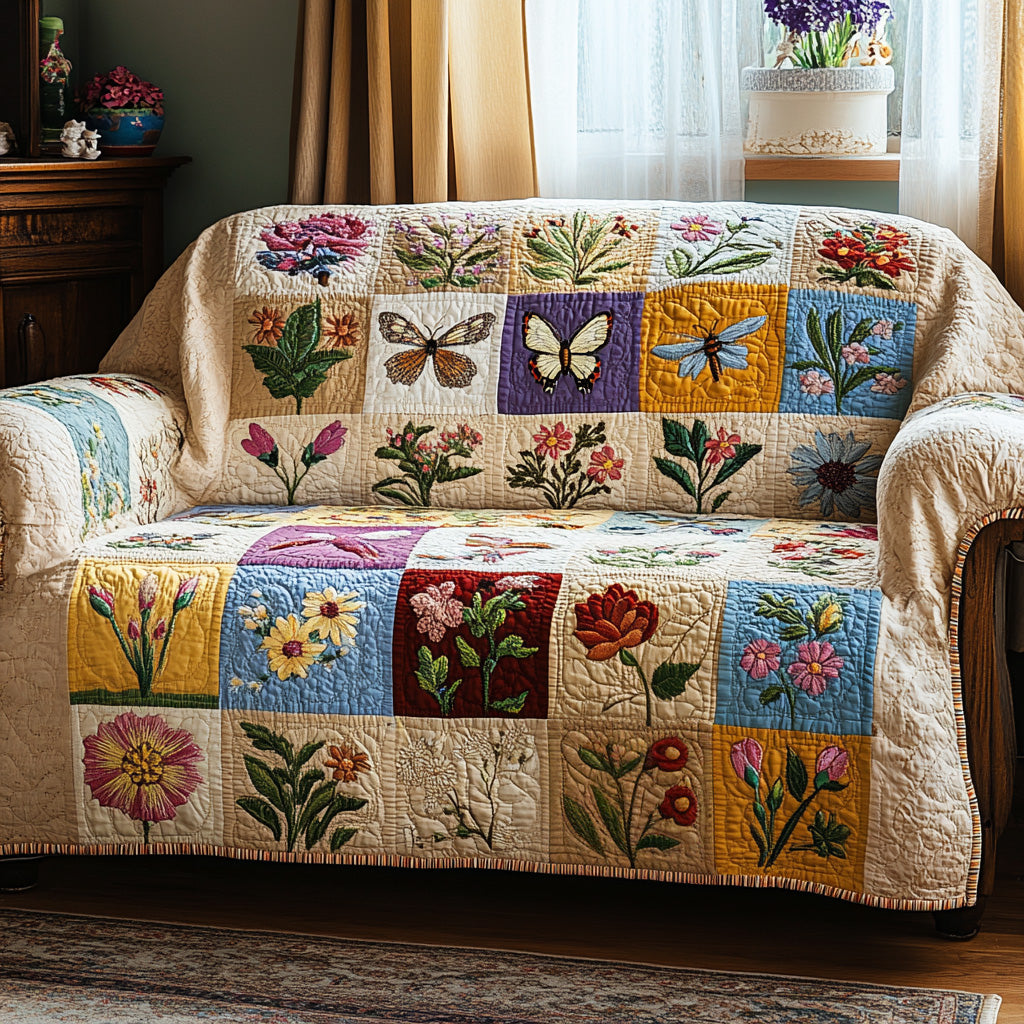 Butterfly Garden Charm Quilted Sofa Cover Couch Covers Cute Housewarming Gifts 