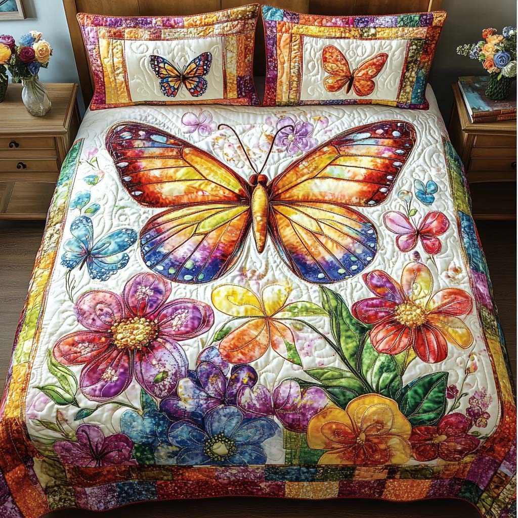 Butterfly Garden Quilted Bedding Set Best Bed Sheet Set Awesome Gifts For Butterfly Lovers