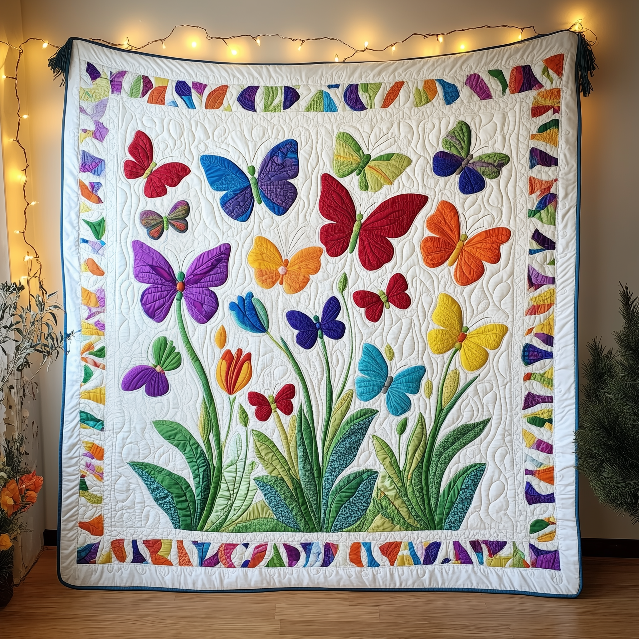 Butterfly Garden Quilted Blanket Christmas Throw Blanket Best Christmas Gifts For Sister