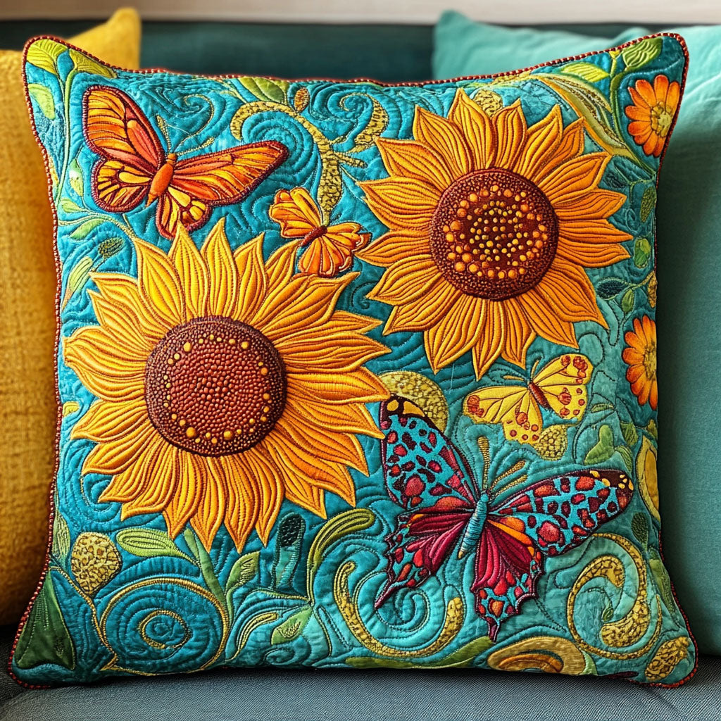 Butterfly Garden Quilted Pillow Case Best Throw Pillow Covers Sunflower Gift Items