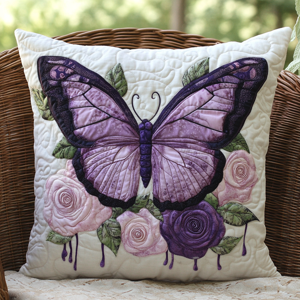 Butterfly Garden Quilted Pillow Case Reindeer Christmas Pillow Cover