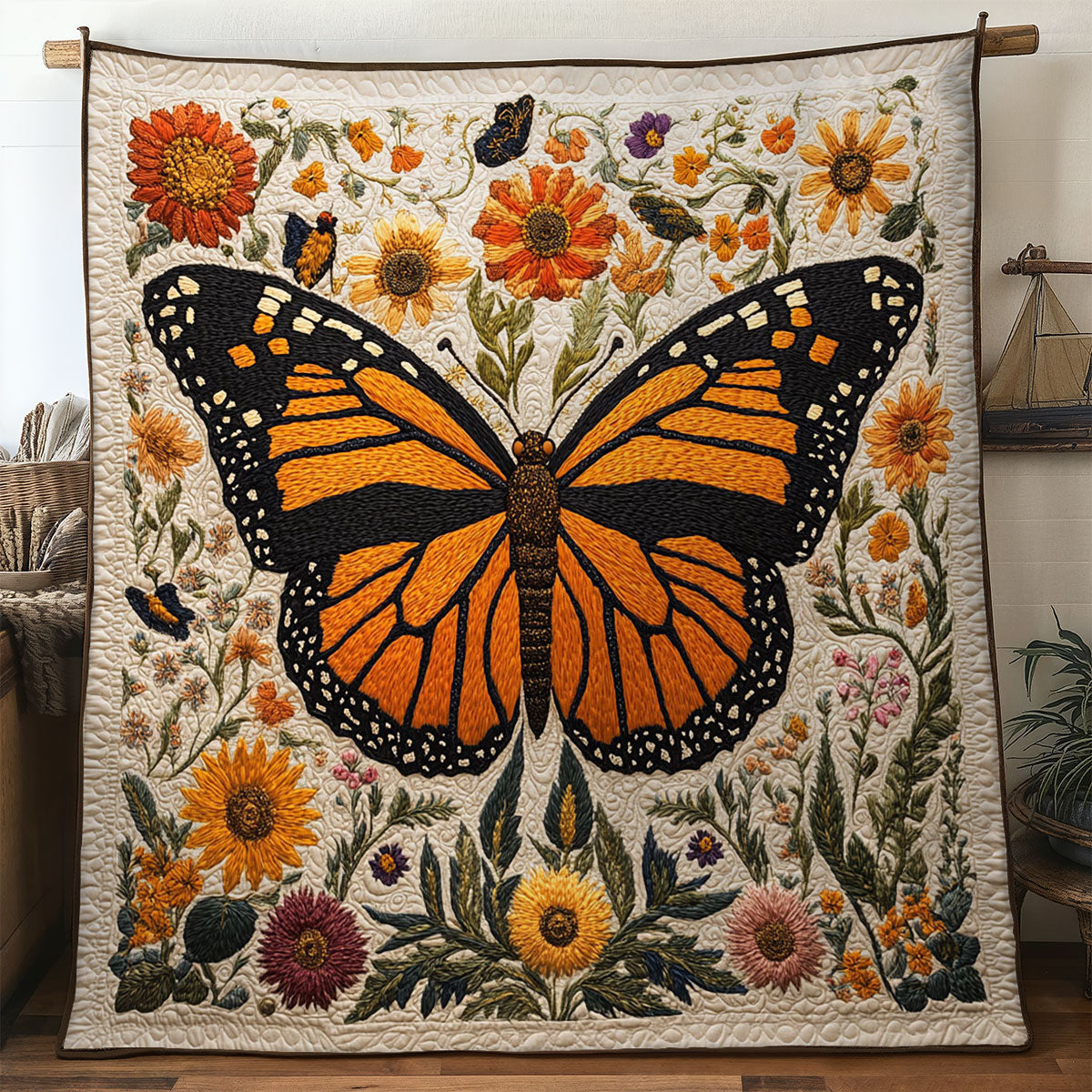 Butterfly Harvest Quilted Blanket Gift Ideas For 40Th Birthday Woman