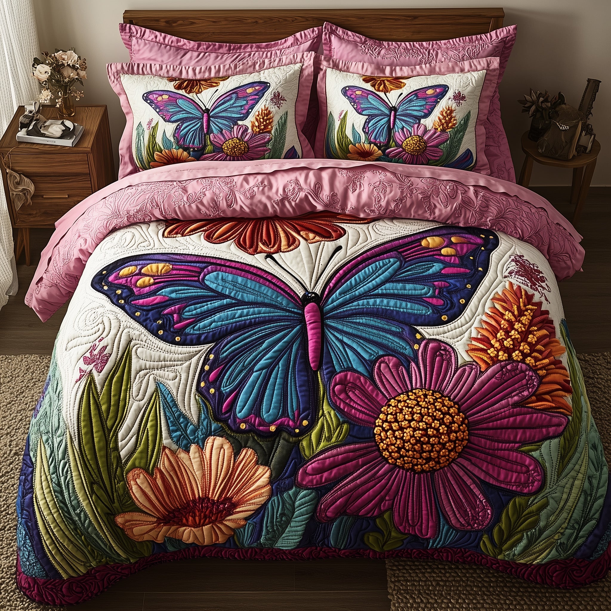 Butterfly Haven Quilted Bedding Set Duvet Cover Bed Sheet Butterfly Birthday Gift Ideas