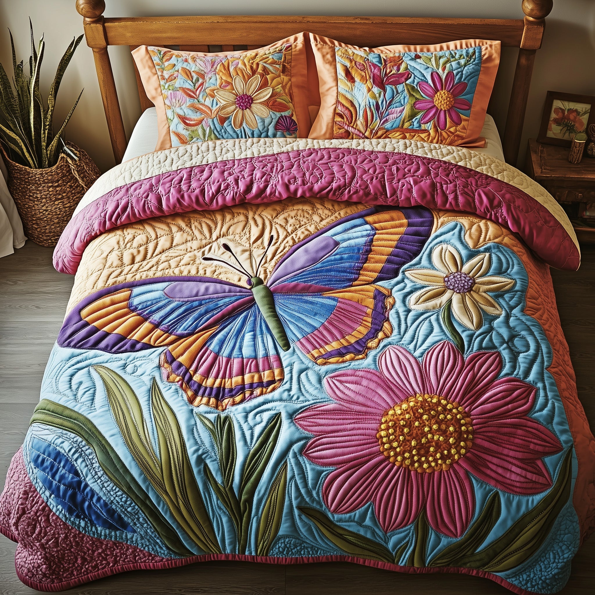Butterfly Haven Quilted Bedding Set Duvet Cover Bed Sheet Butterfly Birthday Gifts