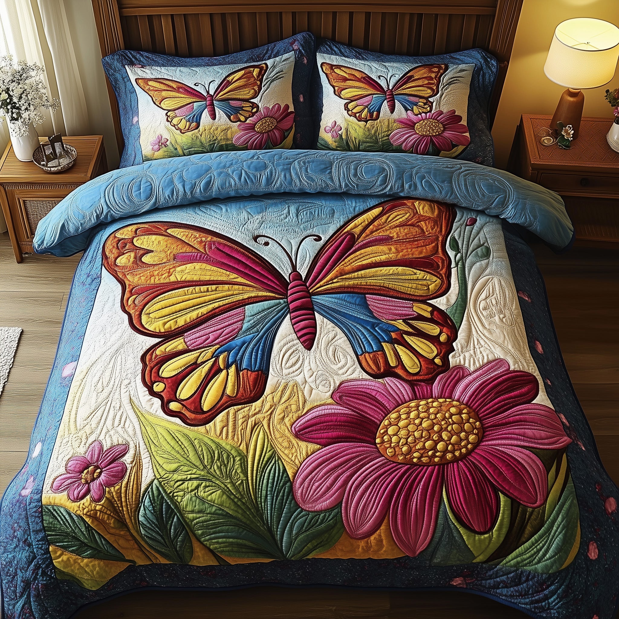 Butterfly Haven Quilted Bedding Set Duvet Cover Bed Sheet Butterfly Gift Ideas For Her