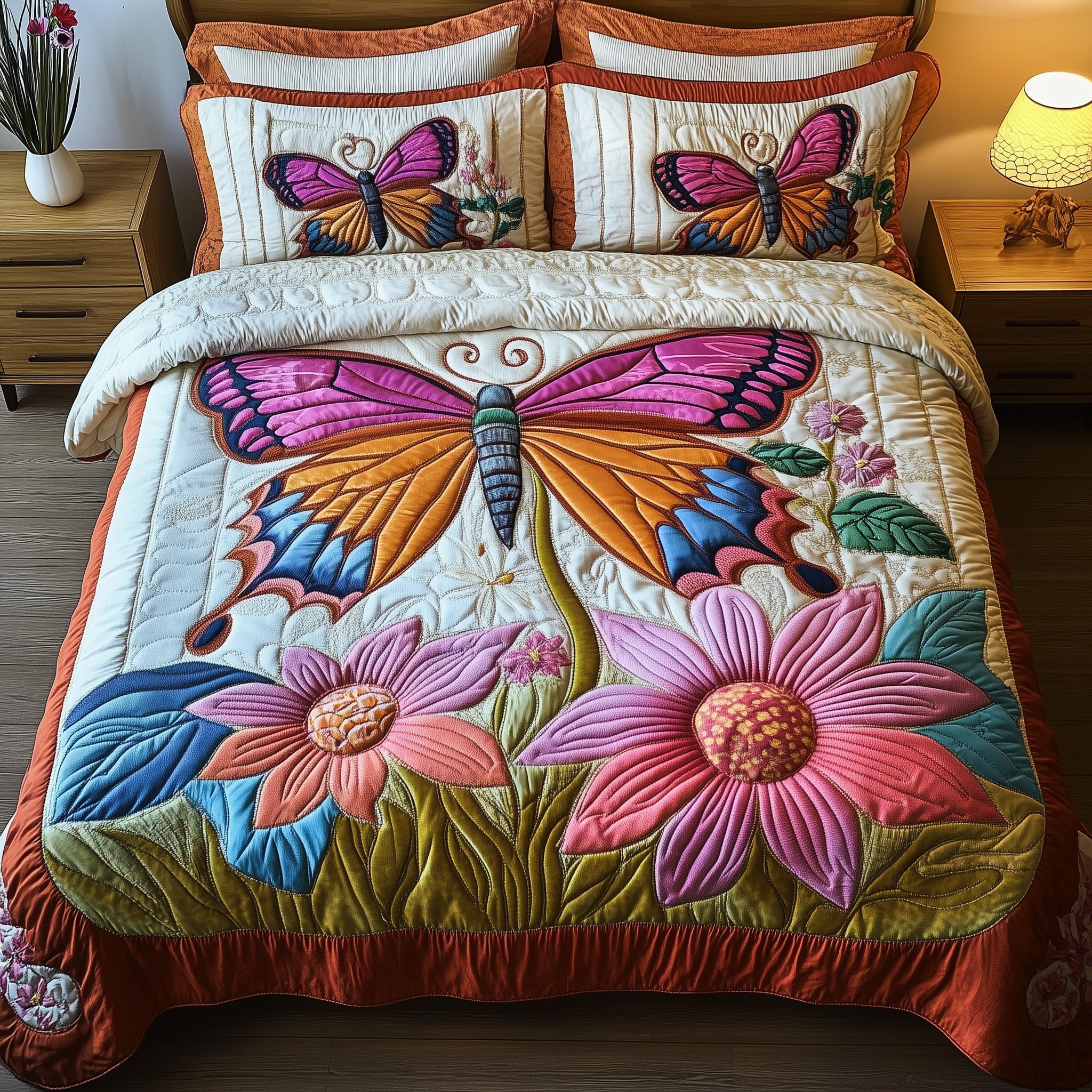 Butterfly Haven Quilted Bedding Set Duvet Cover Bed Sheet Butterfly Gift Ideas For Lovers
