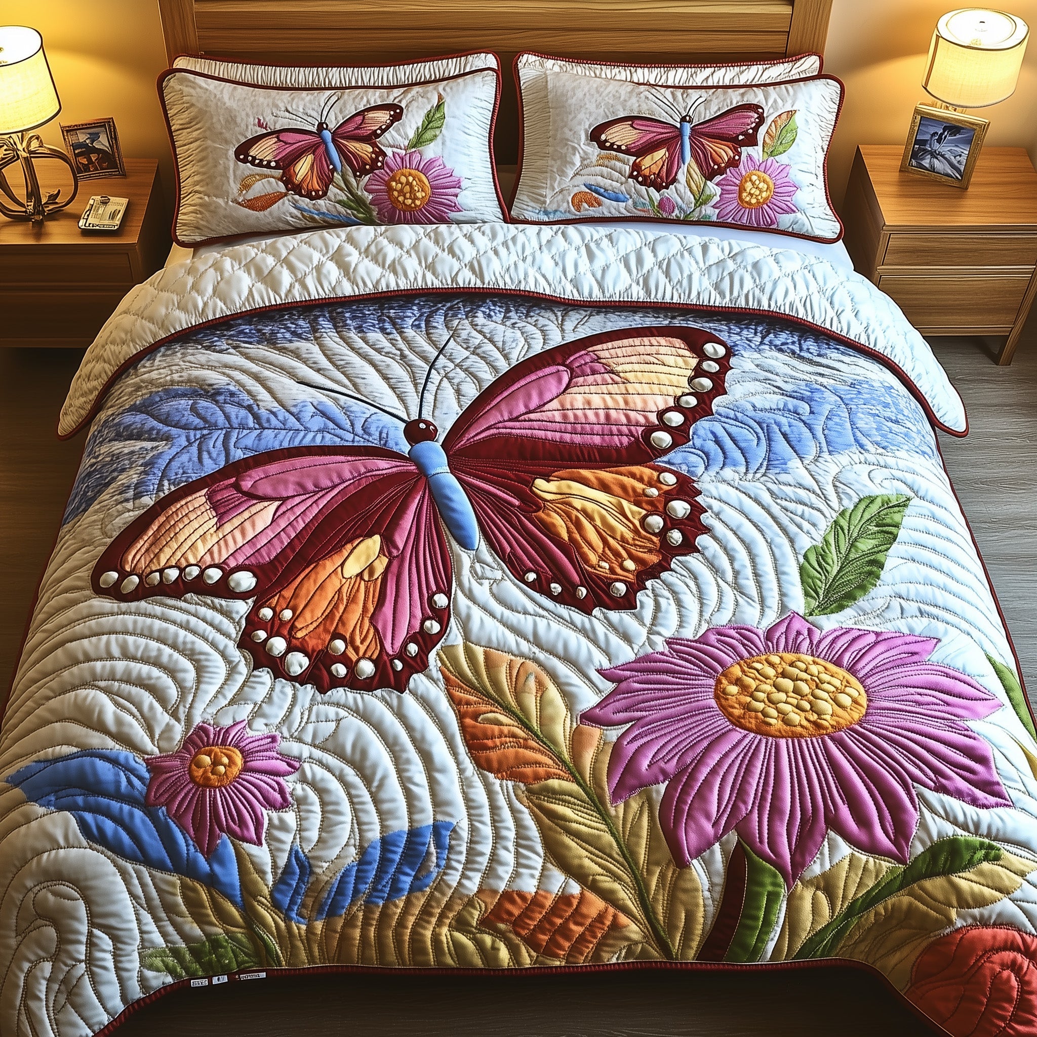 Butterfly Haven Quilted Bedding Set Duvet Cover Bed Sheet Butterfly Gifts For Adults