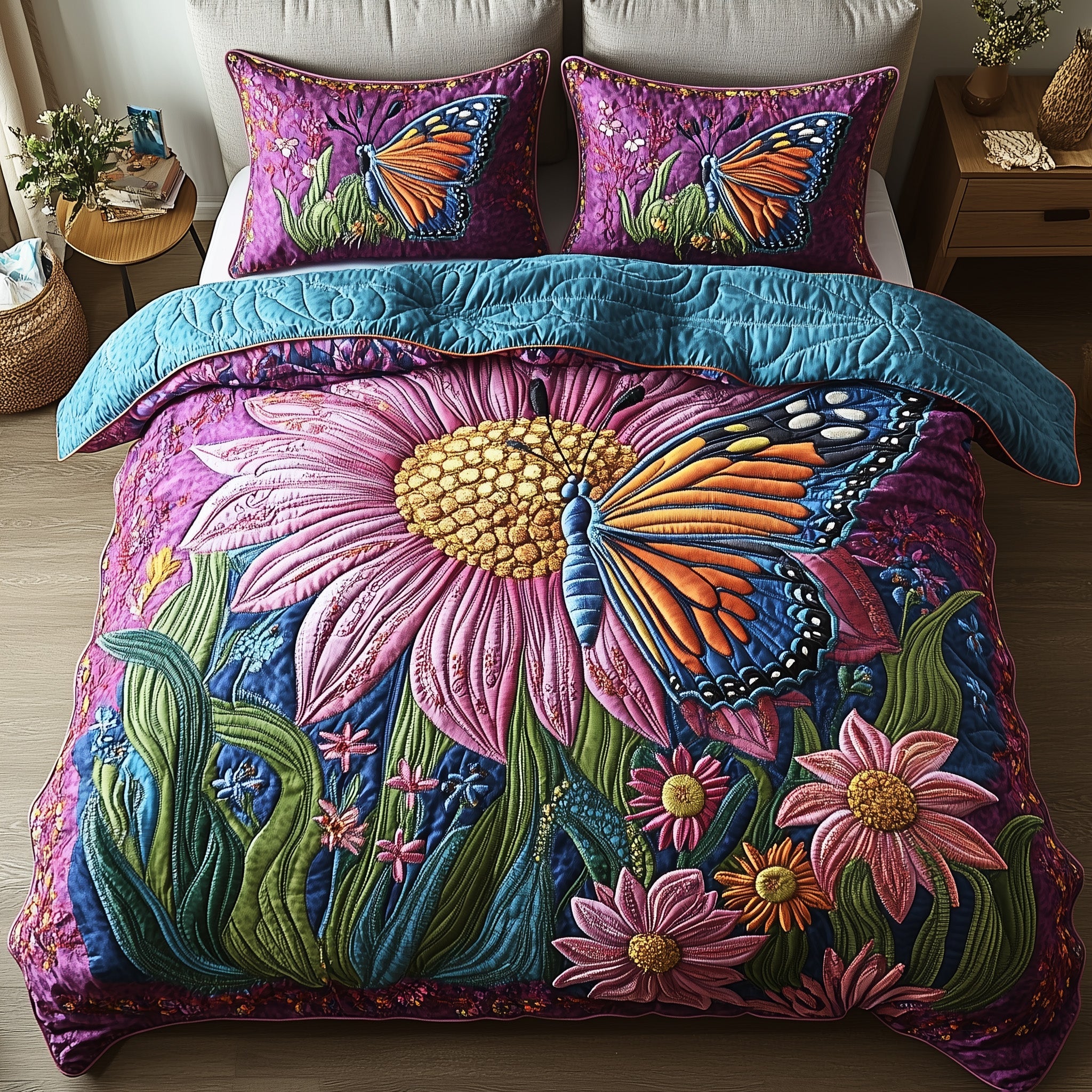 Butterfly Haven Quilted Bedding Set Duvet Cover Bed Sheet Butterfly Gifts For Her