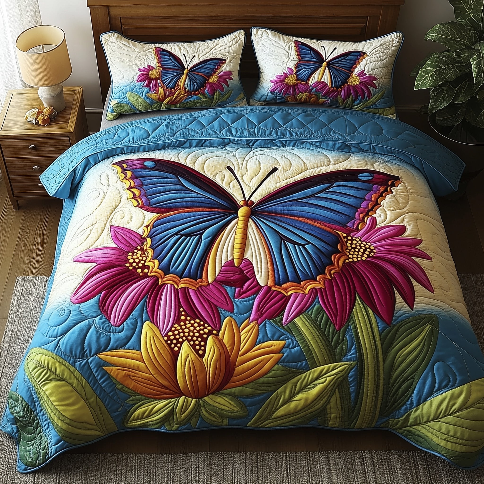 Butterfly Haven Quilted Bedding Set Duvet Cover Bed Sheet Butterfly Gifts For Mom