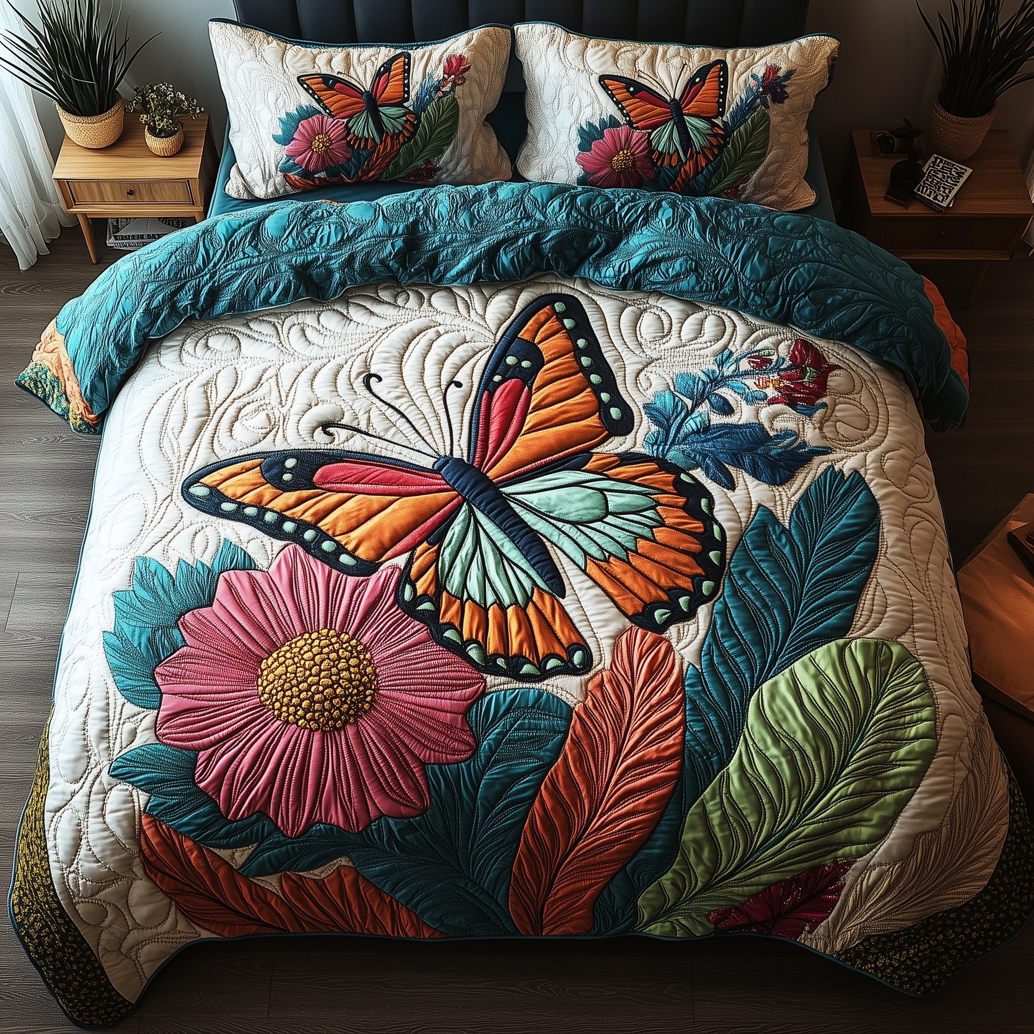 Butterfly Haven Quilted Bedding Set Duvet Cover Bed Sheet Cute Butterfly Gifts