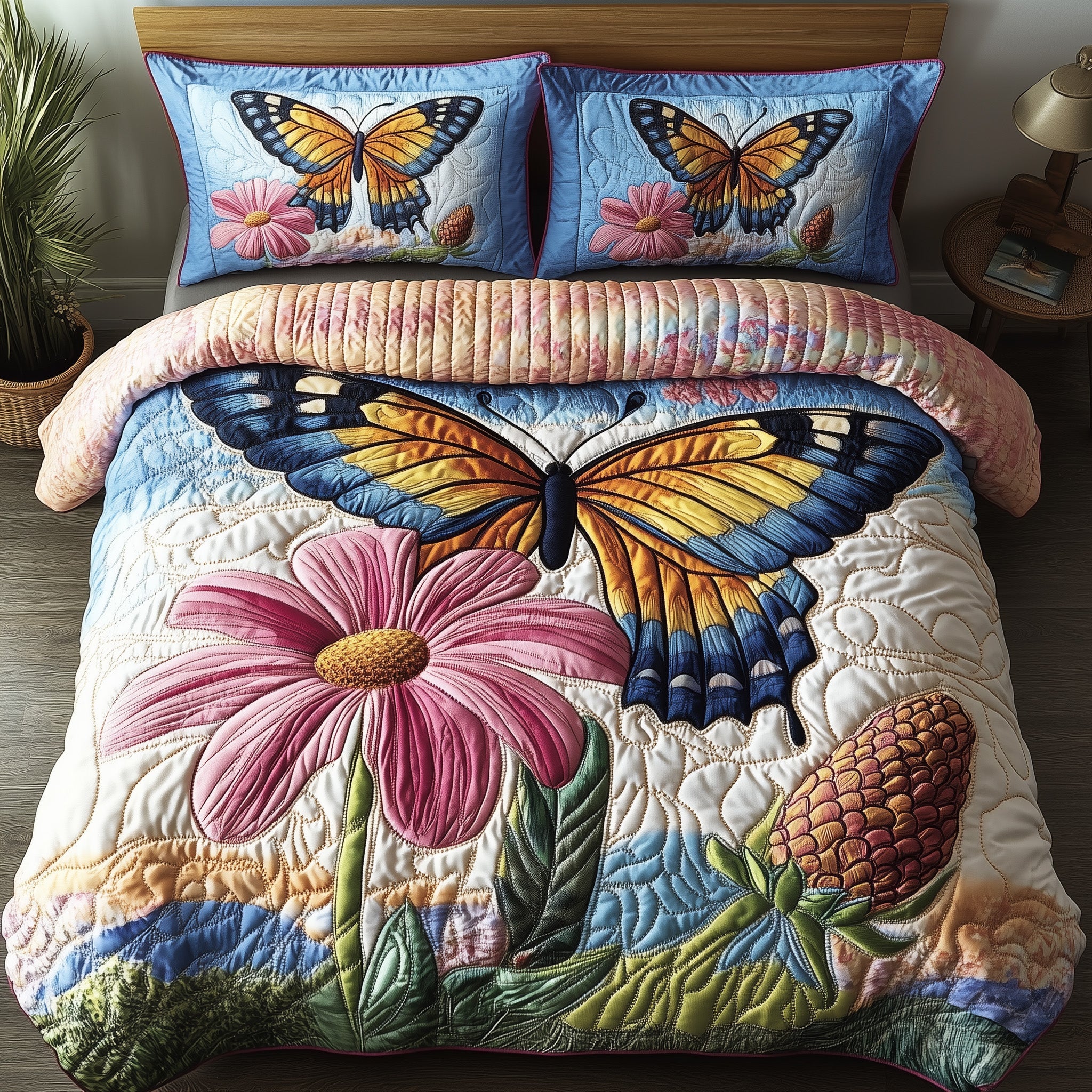 Butterfly Haven Quilted Bedding Set Duvet Cover Bed Sheet Gift For Butterfly Lover