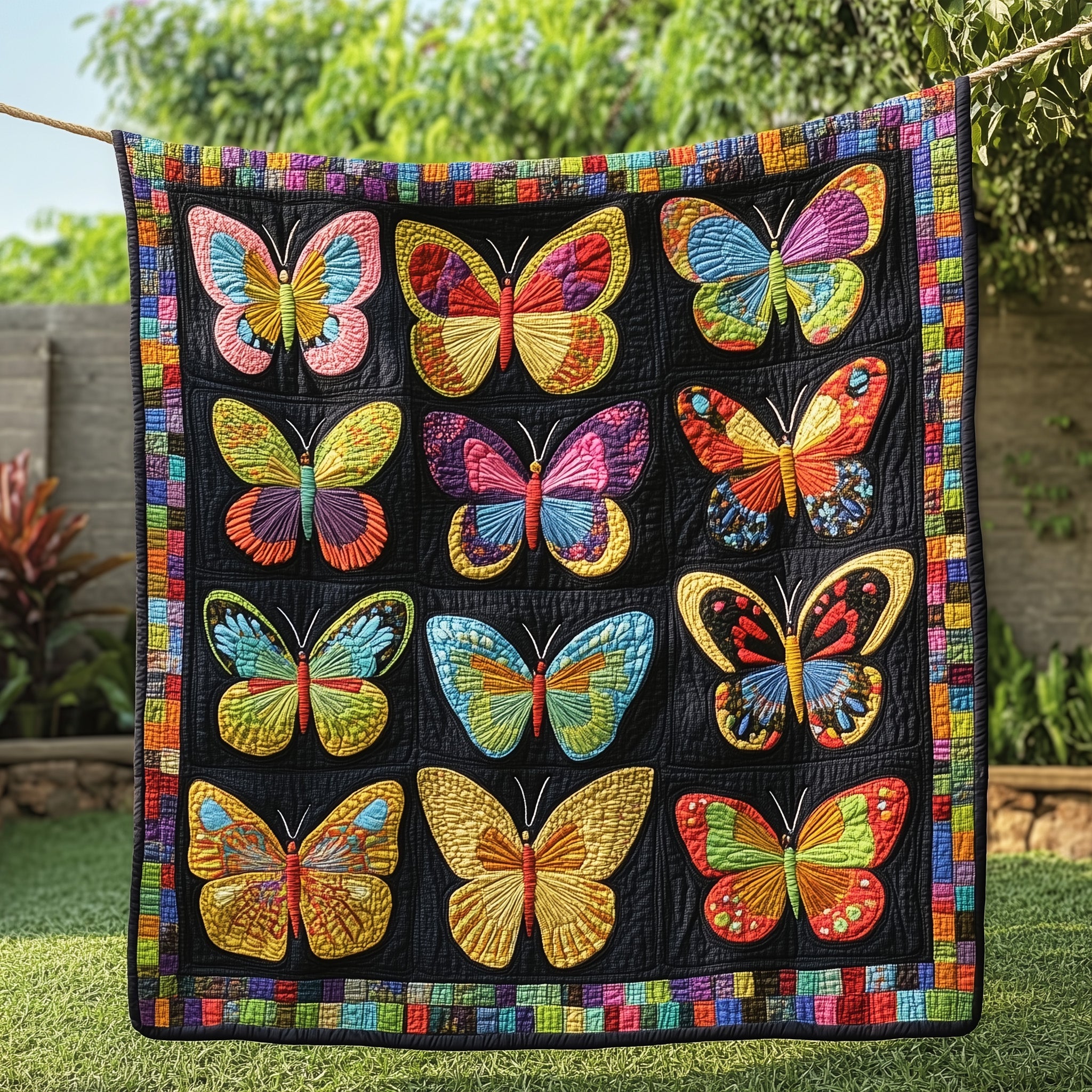 Butterfly Haven Quilted Blanket Cute Cozy BlanketBest Butterfly Presents For Women
