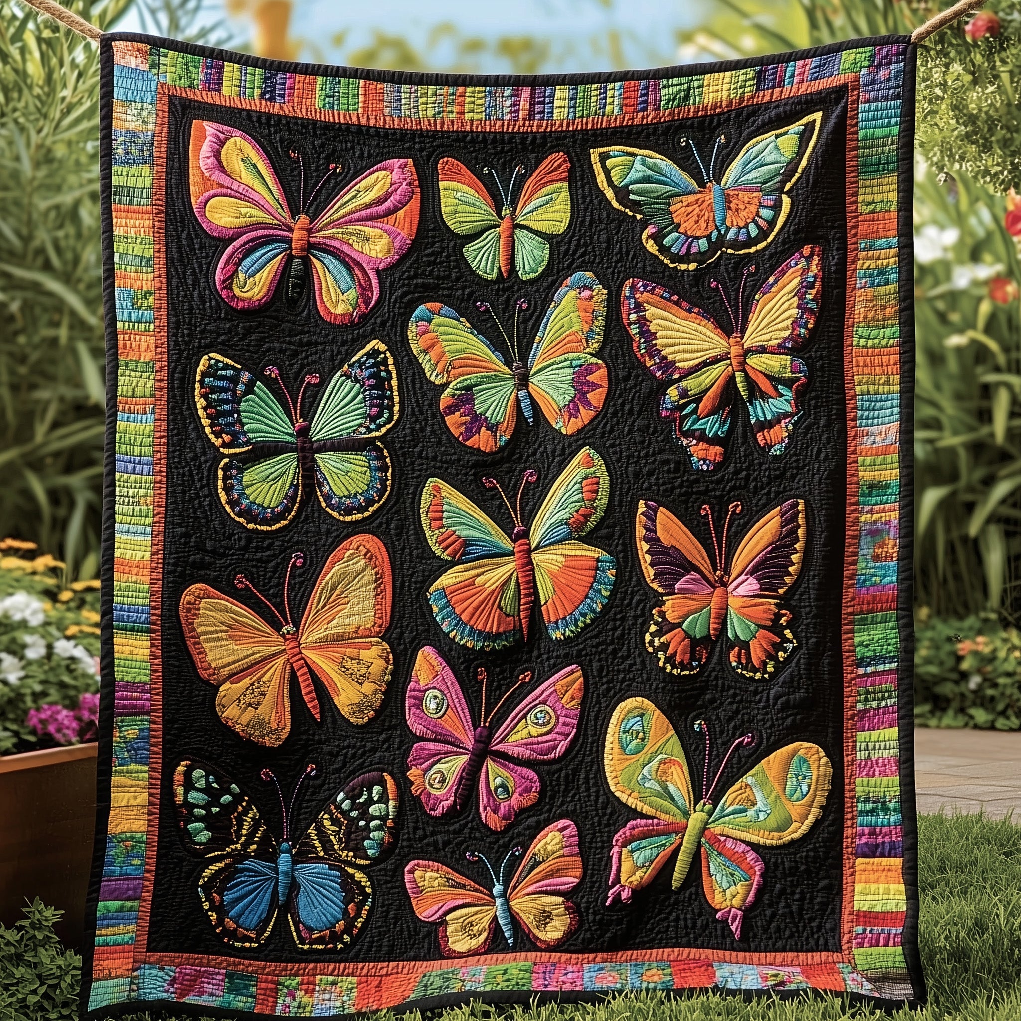Butterfly Haven Quilted Blanket Cute Cozy BlanketItems Stuff For Butterfly Lovers