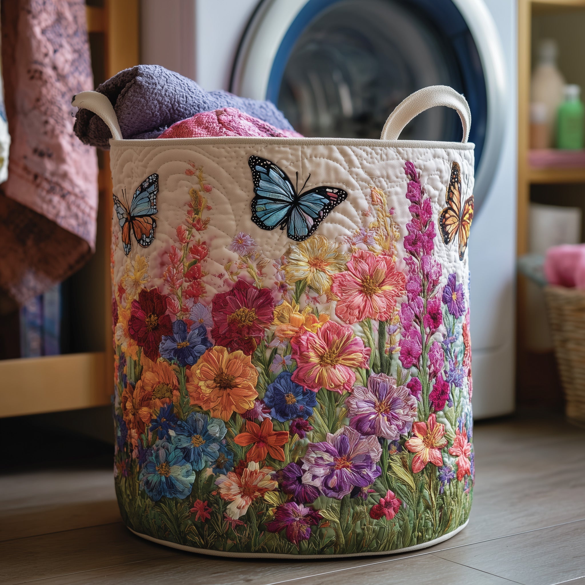 Butterfly Heaven Quilted Laundry Basket Gifts For Garden Lovers