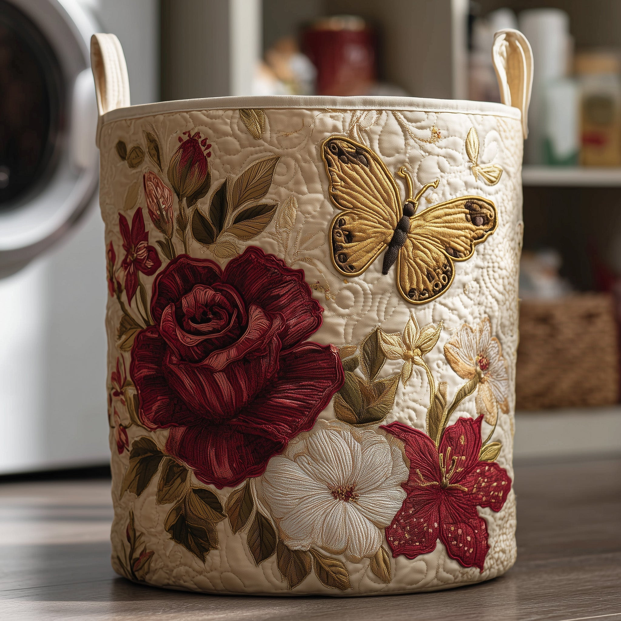 Butterfly Heaven Quilted Laundry Basket Modern Home Decor Unique Gifts For Grandma